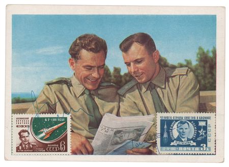 Lot #3598 Yuri Gagarin and Gherman Titov Signed