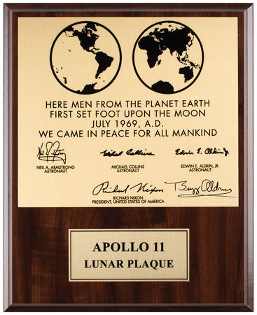 Lot #3193 Buzz Aldrin Signed Lunar Plaque - Image 1
