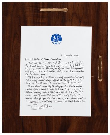 Lot #3193 Buzz Aldrin Signed Lunar Plaque - Image 2