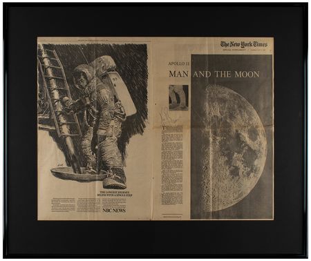 Lot #3216 Neil Armstrong Signed Newspaper - Image 2