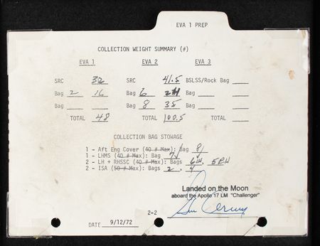 Lot #3442 Gene Cernan's Lunar Flown Apollo 17 EVA 1 Prep 'Rock Manifest' Page - Image 2