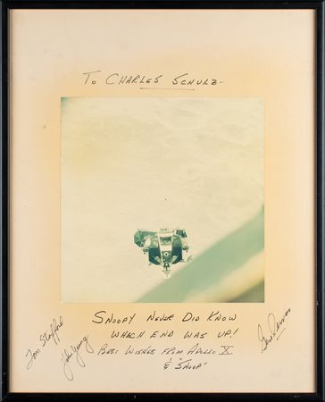 Lot #3172 Apollo 10 Signed Photograph Presented to Charles Schulz - Image 1