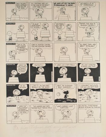 Lot #3730 Charles Schulz Signed Peanuts-Apollo Poster - Image 1