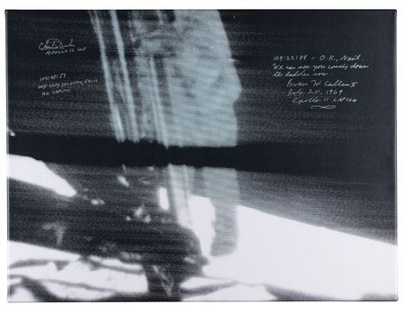 Lot #3219 Charlie Duke and Bruce McCandless Signed Oversized Canvas - Image 1