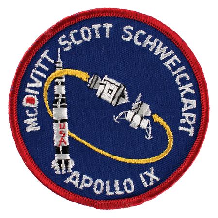 Lot #3165 Jim McDivitt's Apollo 9 Flown Patch with Crew-Signed Certificate - Image 1