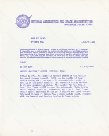 Lot #3285 Apollo 12: Charles Conrad Original Vintage NASA Photograph - Image 2