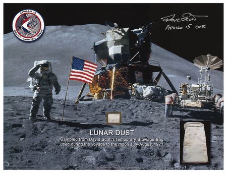 Lot #3373 Apollo 15 Lunar Dust with Certificate Signed by Dave Scott [Attested to as Flown by Florian Noller] - Image 1