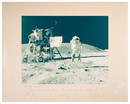 Lot #3415 Apollo 16 Signed Photograph - Image 1