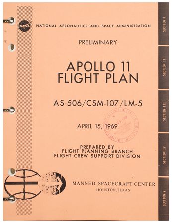 Lot #3208 Apollo 11 Preliminary Flight Plan and (6) NASA Photographs - Image 1