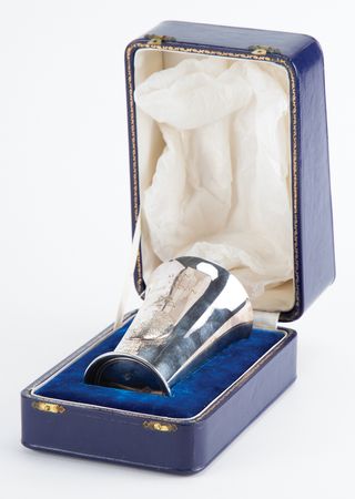 Lot #3218 Apollo 11: Silver Beaker with Case Signed by Michael Collins  - Image 7