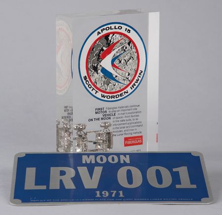 Lot #3385 Apollo 15: Lunar Rover Fiberglas Display and Replica License Plate - Image 1