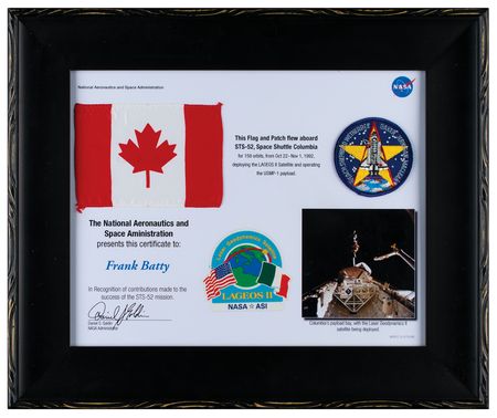 Lot #3560 STS-52 Flown Flag and Patch - Image 2