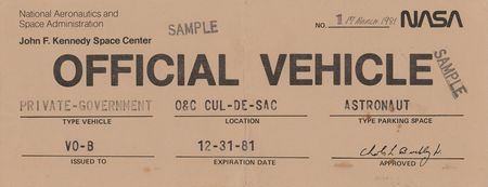 Lot #3552 STS-1: John Young and Bob Crippen Signed Parking Pass - Image 2