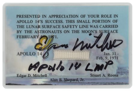 Lot #3346 Apollo 14 Flown Safety Line Signed by Edgar Mitchell - Image 1
