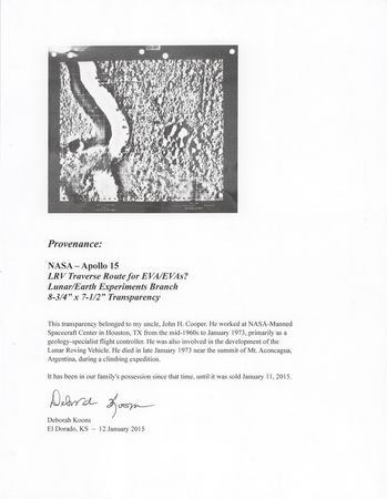 Lot #3393 Apollo 15 Lunar Rover Traverse Transparency - Image 2