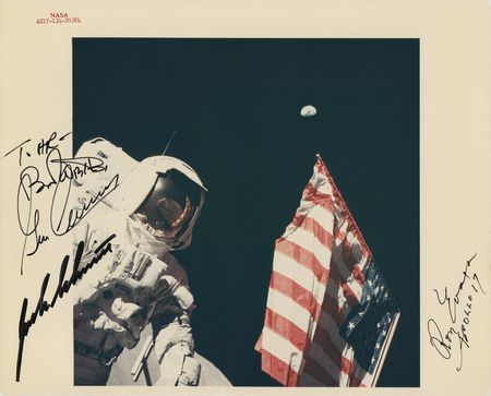 Lot #3436 Apollo 17 Signed Photograph - Image 1