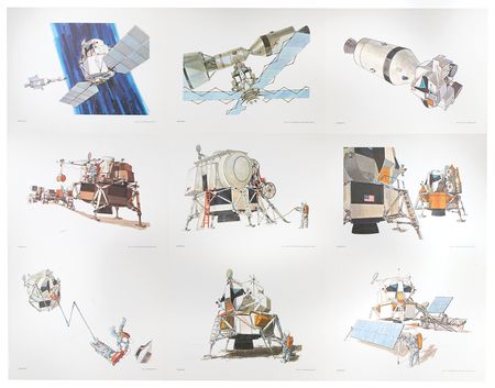 Lot #3472 Apollo Moonwalkers (4) Signed Grumman LM Lithographs - Image 2