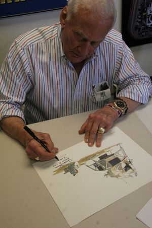 Lot #3472 Apollo Moonwalkers (4) Signed Grumman LM Lithographs - Image 7