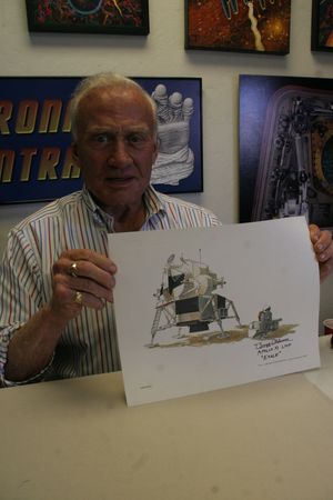 Lot #3472 Apollo Moonwalkers (4) Signed Grumman LM Lithographs - Image 8