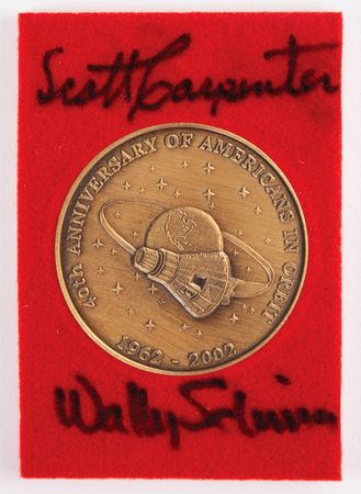 Lot #3002 Scott Carpenter's Mercury 40th Anniversary Medallion Signed by (4) Astronauts - Image 1