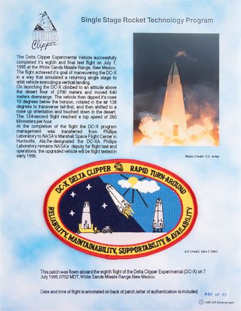 Lot #3655 DC-X Flight 8 Flown Patch - Image 1