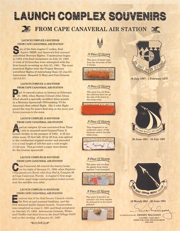Lot #3497 Cape Canaveral Launch Complex Artifact Presentation - Image 1