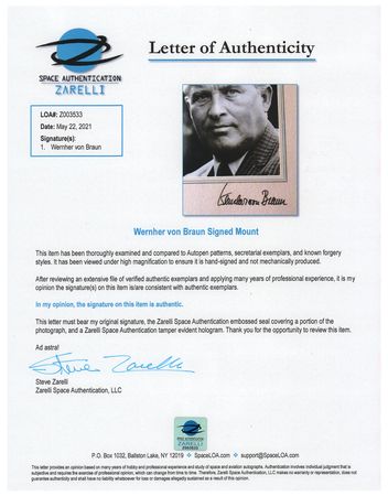 Lot #3512 Wernher von Braun Signed Photograph - Image 3