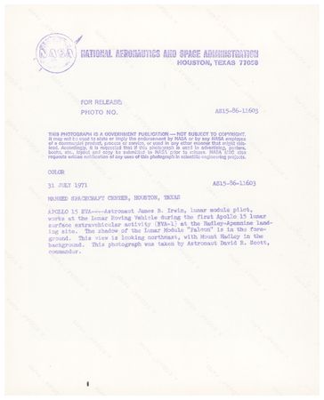 Lot #3399 Jim Irwin Original 'Type 1' Photograph - Image 2