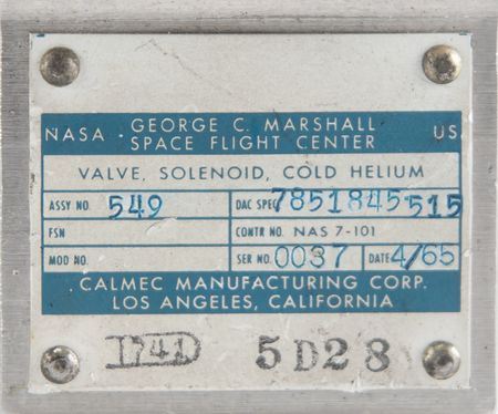 Lot #3122 Apollo Saturn V: Third Stage Cold Helium Solenoid Valve - Image 3