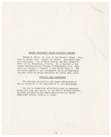 Lot #3138 Edward H. White II Signed Photograph - Image 2