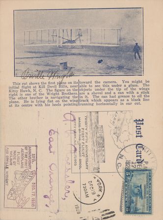 Lot #3687 Orville Wright Signed Postcard - Image 1