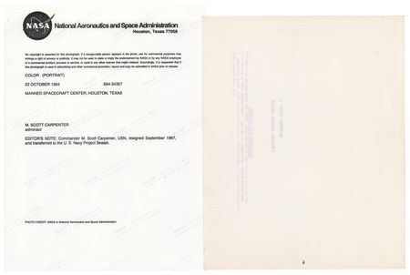 Lot #3018 Scott Carpenter (2) Signed Photographs - Image 2