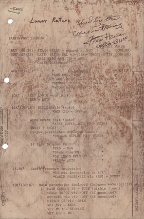 Lot #3336 Fred Haise Signed Training-Used Apollo 13 Checklist Pages - Image 1