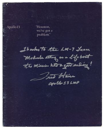 Lot #3338 Fred Haise Signed Apollo 13 Booklet - Image 1