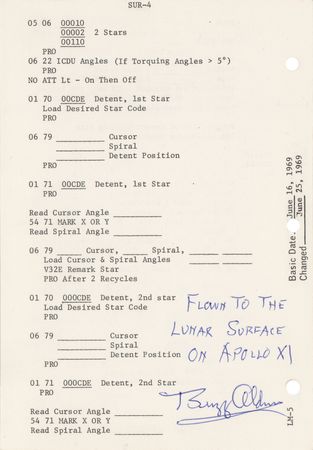 Lot #3200 Buzz Aldrin's Apollo 11 Flown LM Lunar Surface Checklist Page - Image 1