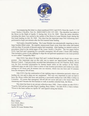 Lot #3200 Buzz Aldrin's Apollo 11 Flown LM Lunar Surface Checklist Page - Image 3