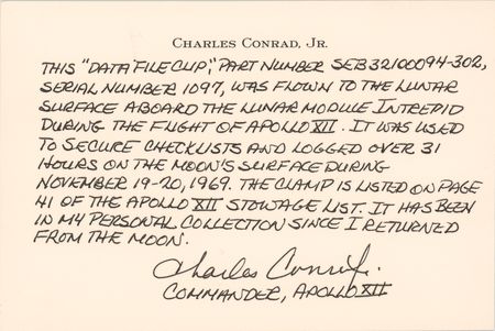 Lot #3272 Charles Conrad's Apollo 12 Flown Data File Clip - Image 5
