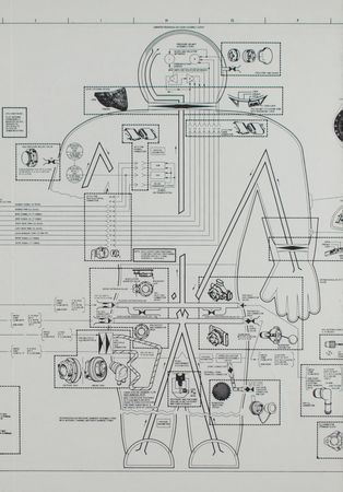 Lot #3312 Fred Haise's Apollo 13 Flown EMU Schematic - Image 4