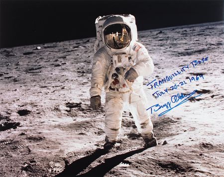 Lot #3189 Buzz Aldrin Signed Oversized Photograph - Image 1