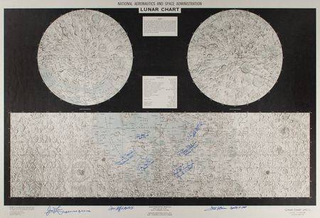Lot #3467 Apollo Astronauts (9) Multi-Signed Lunar Chart - Image 1