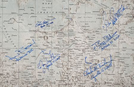 Lot #3467 Apollo Astronauts (9) Multi-Signed Lunar Chart - Image 2