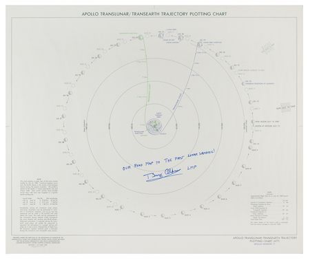 Lot #3187 Buzz Aldrin Signed Apollo 11 Trajectory Plotting Chart - Image 1