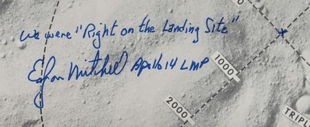 Lot #3349 Edgar Mitchell Signed Apollo 14 Landing Site Chart - Image 2