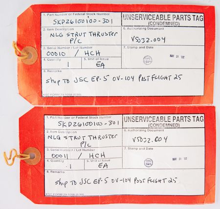 Lot #3571 STS-110 Flown Nose Gear Pyro Thruster (2) Pressure Cartridges - Image 7