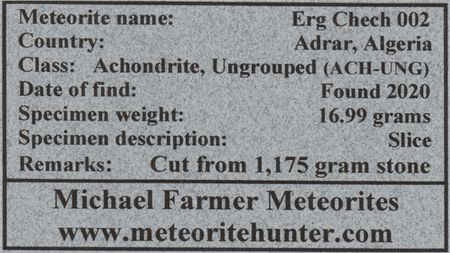 Lot #3713 Erg Chech 002 Meteorite Slice - Image 4