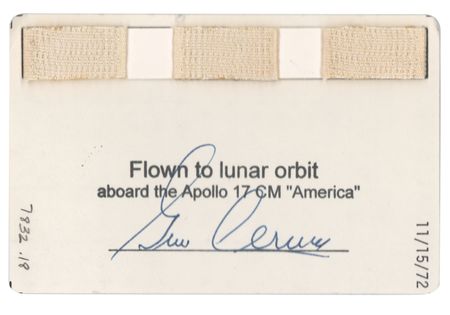 Lot #3441 Gene Cernan's Apollo 17 Flown TLI Cue Card - Image 1