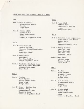 Lot #3243 Apollo 11 Menu by Whirlpool - Image 3