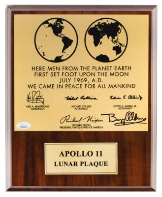 Lot #499 Buzz Aldrin Signed Replica Lunar Plaque - Image 1