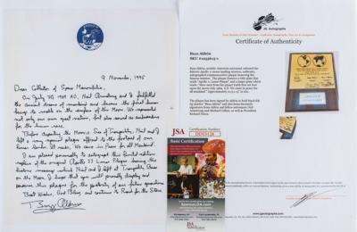Lot #499 Buzz Aldrin Signed Replica Lunar Plaque - Image 2
