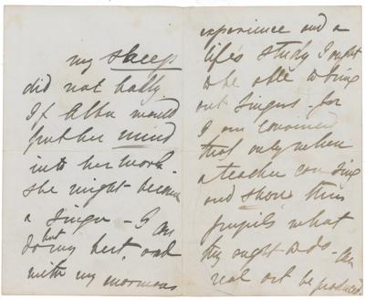 Lot #708 Jenny Lind: On dining with Clara Schumann and her musical philosophy: 